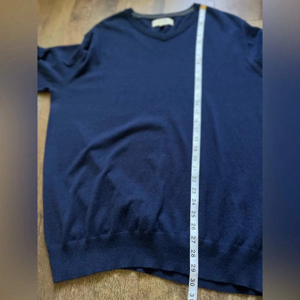 Hawker Rye Cashmere cotton blend‎ navy V-neck Sweater men’s XL